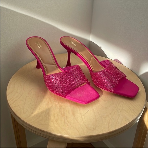 Zara Pink Rhinestone Heels - Picture 1 of 5